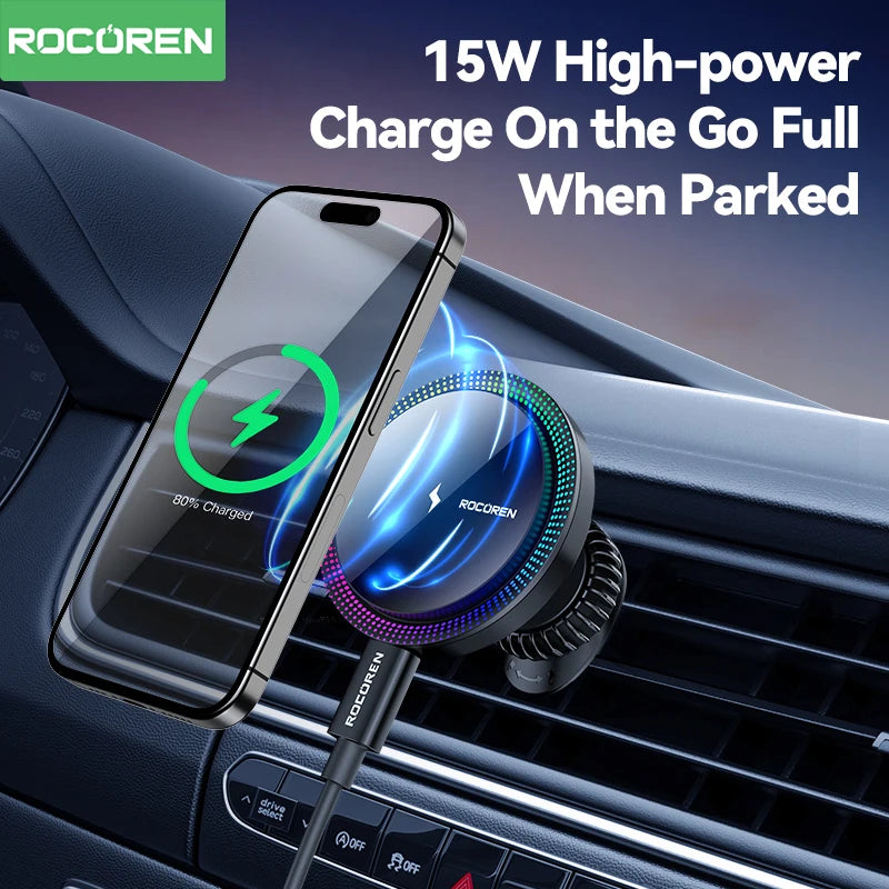 Rocoren MagSafe Car Charger Holder with RGB