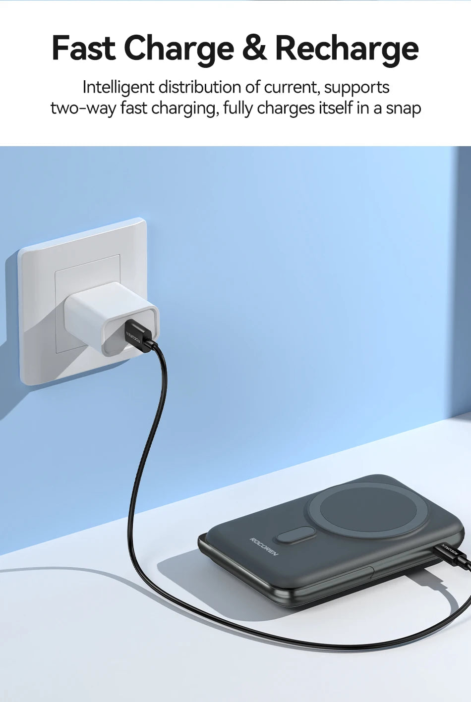 Rocoren 10000mAh MagSafe Power Bank & Charging Stand