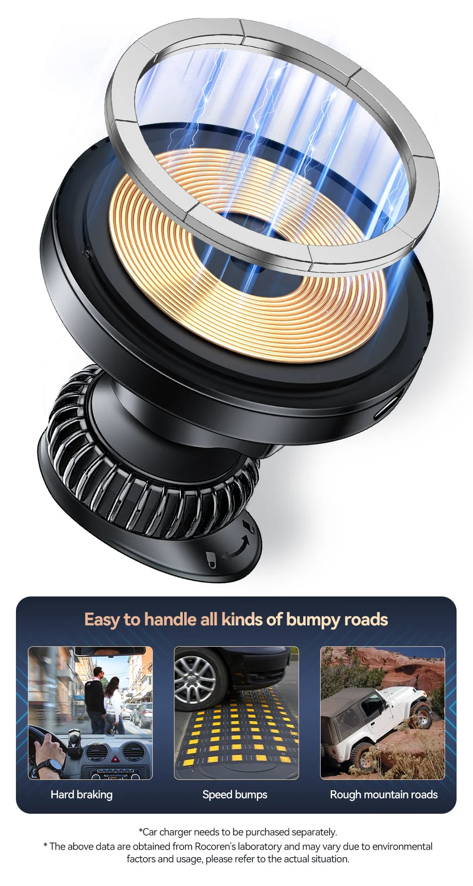 Rocoren MagSafe Car Charger Holder with RGB