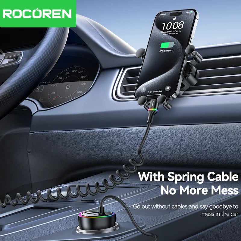 Rocoren 70W Car Charger with Spring Cable