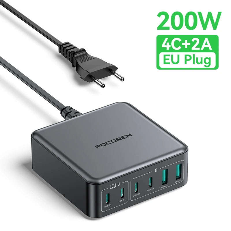 Rocoren 200W GaN Desktop Charger