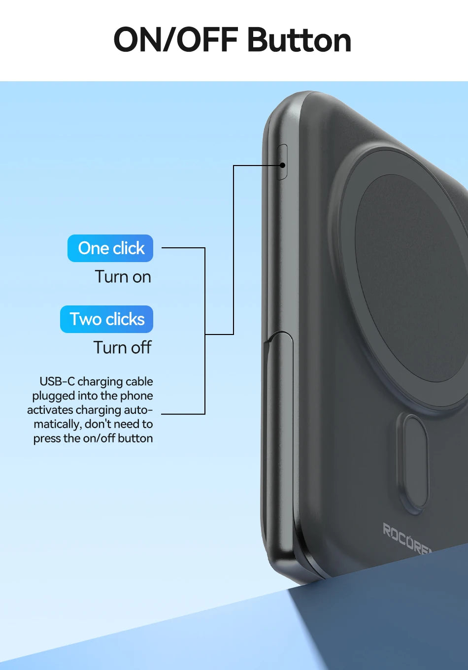 Rocoren 10000mAh MagSafe Power Bank & Charging Stand