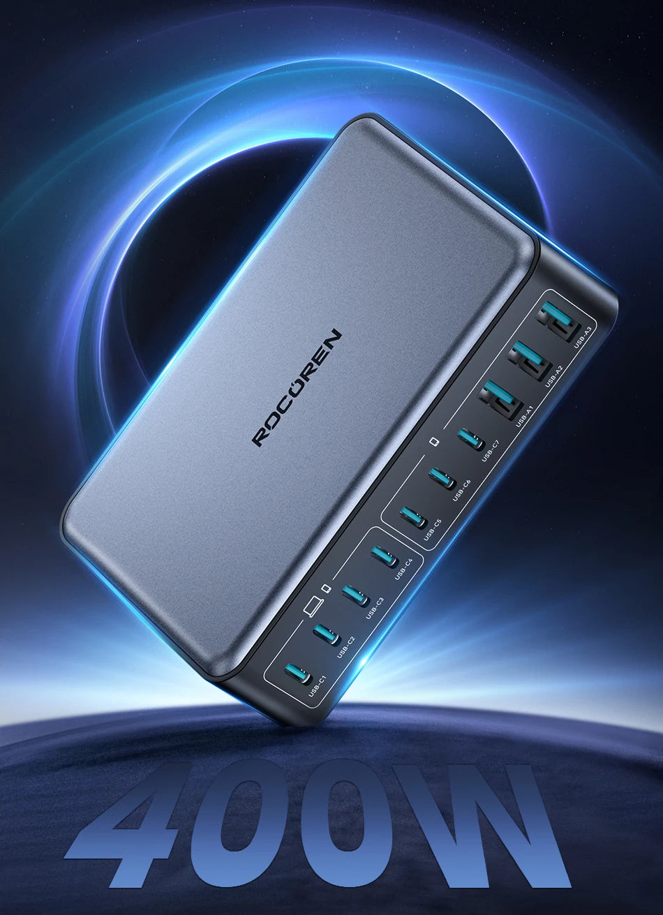 Rocoren 400W 10-Port Desktop Charging Station