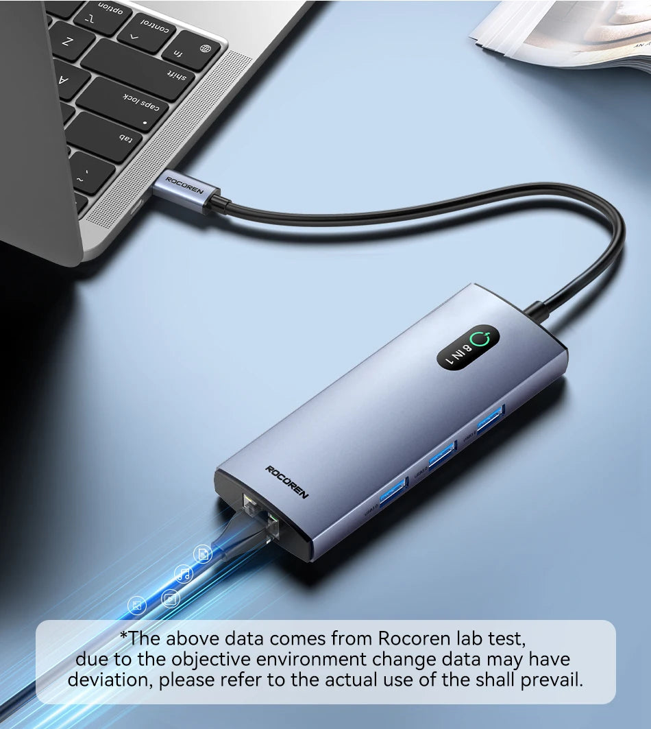 Rocoren 11 in 1 USB C Hub PD 100W RJ45 SD Reader USB 3.0 Splitter 8 in 1 Dock Station For Macbook Air Pro Samsung Xiaomi Laptop