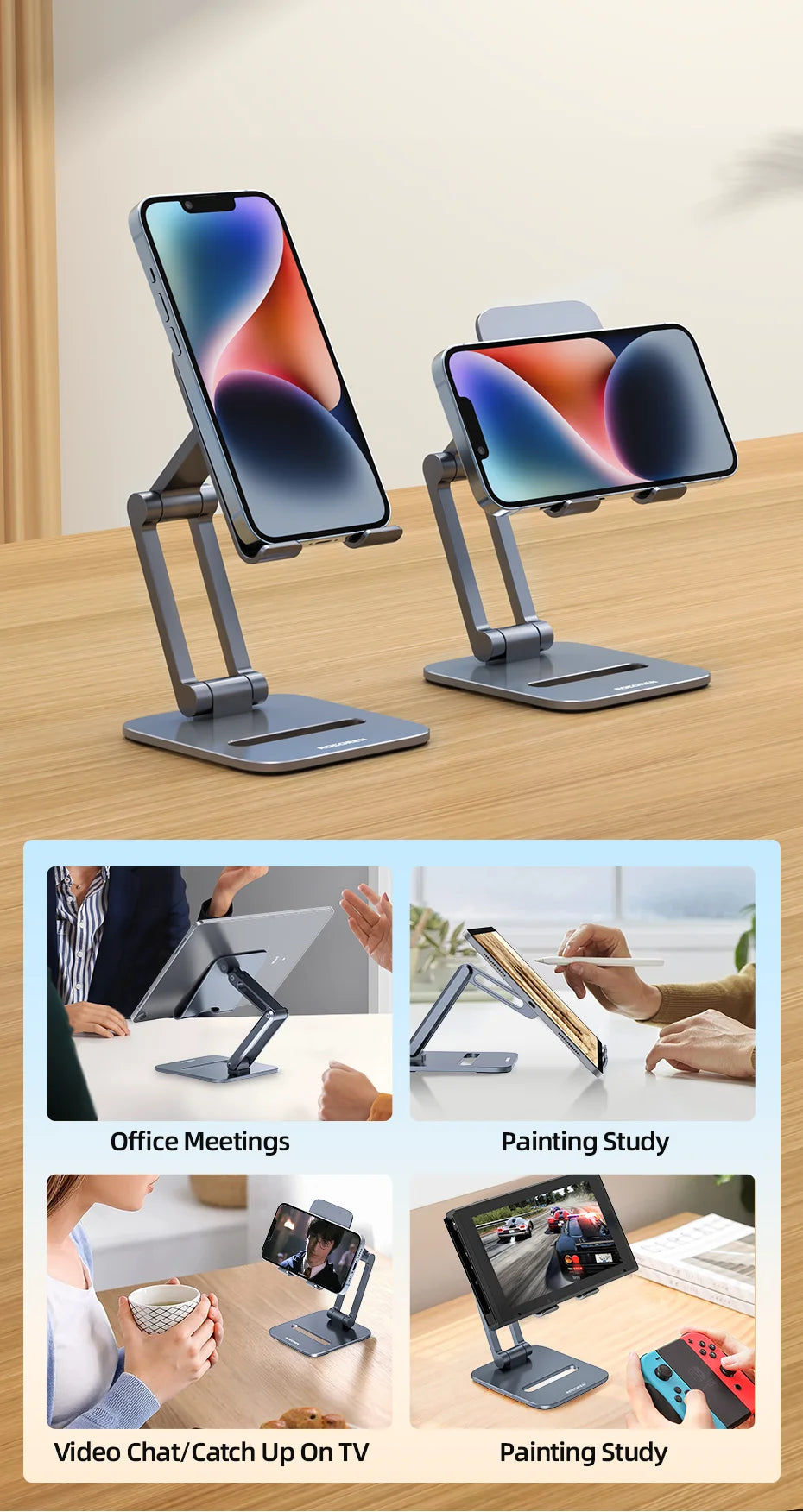 Rocoren Foldable Metal Phone & Tablet Stand
