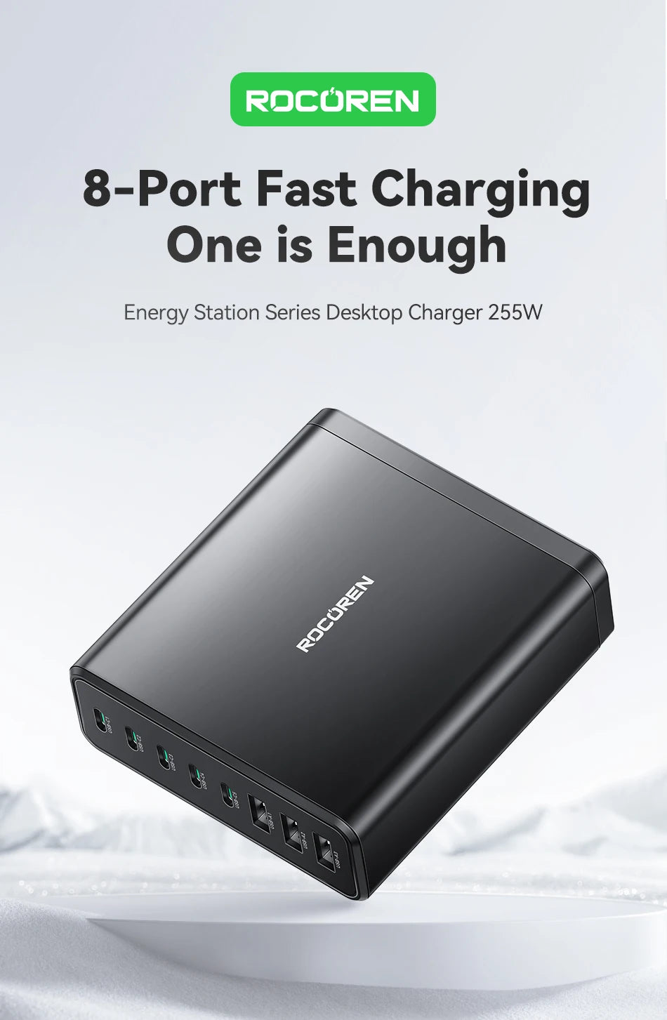Rocoren 255W 8-Port Desktop Charger