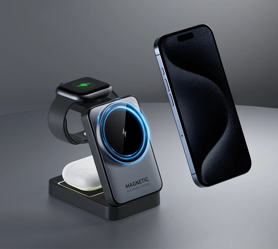 Rocoren Portable 3-in-1 Wireless Charger with Night Light