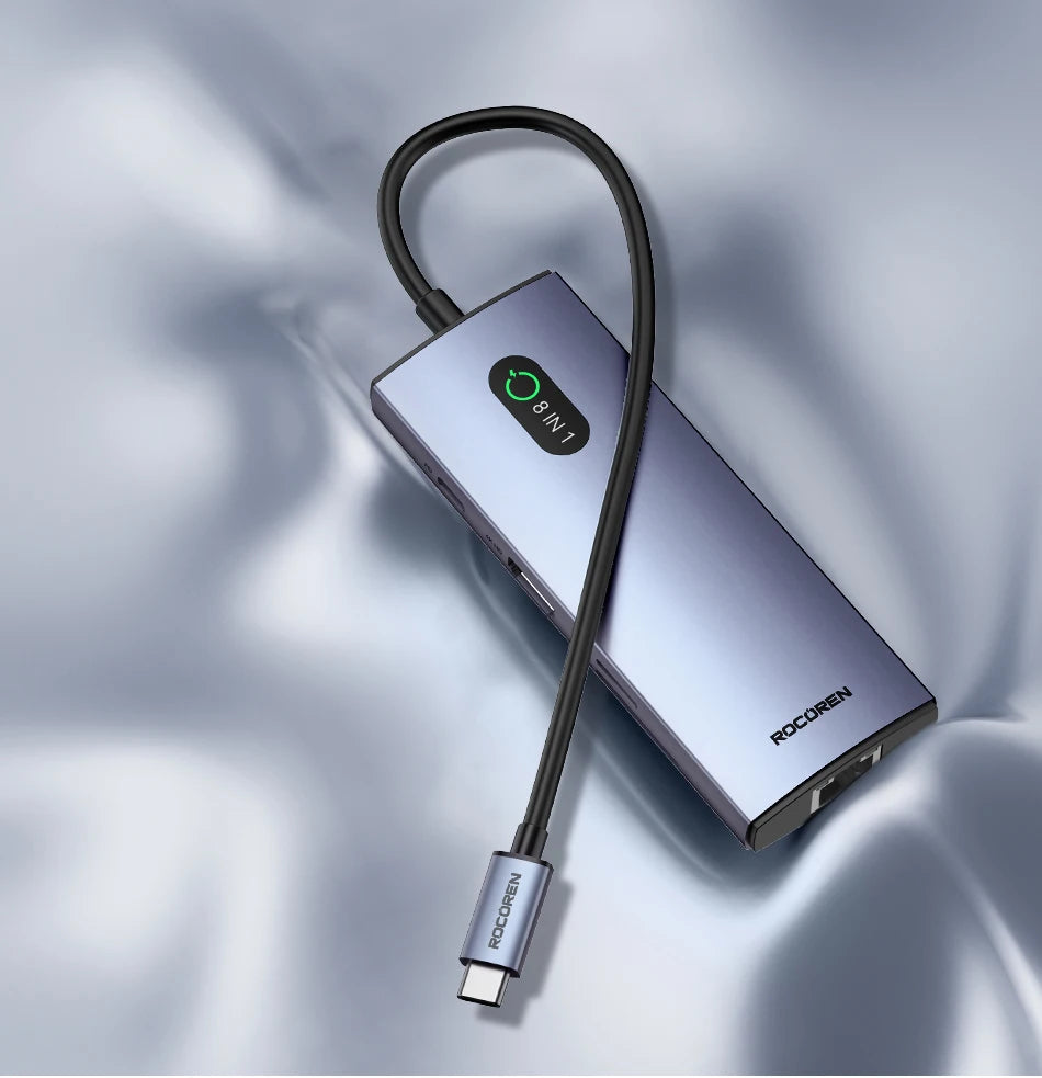 Rocoren 11 in 1 USB C Hub PD 100W RJ45 SD Reader USB 3.0 Splitter 8 in 1 Dock Station For Macbook Air Pro Samsung Xiaomi Laptop