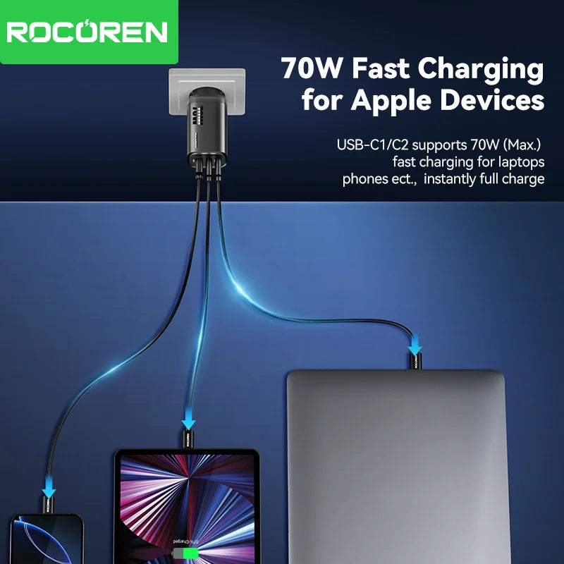 65W GaN Charger for Laptop & Phone | 3-Port Fast Charging UK